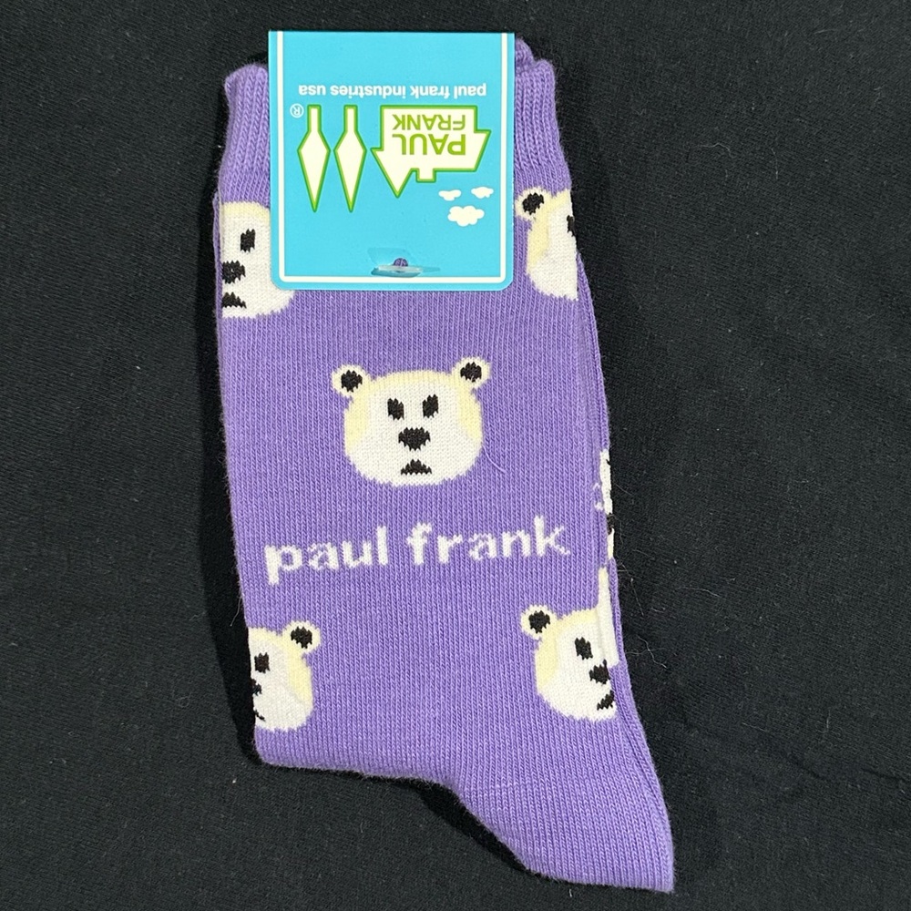 NWT Vintage Paul Frank Issac Bear Crew Socks Size 9-11
